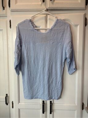 dolan Pale Blue Long Sleeve Scoop Neck Top